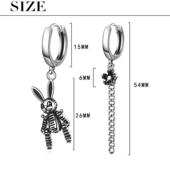 *925 Sterling Silver Vintage Rabbit Hoop Earrings - Picture 8 of 10